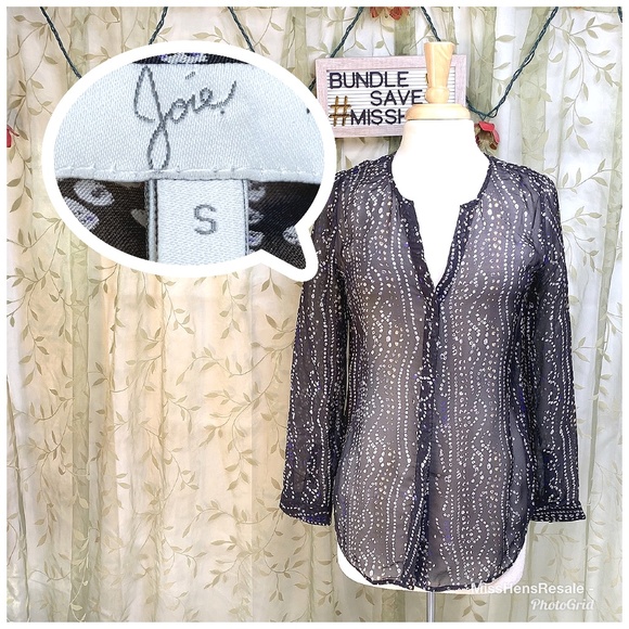 Joie Tops - LIKE NEW JOIE BLACK SILK ARTSY BUTTON UP BLOUSE